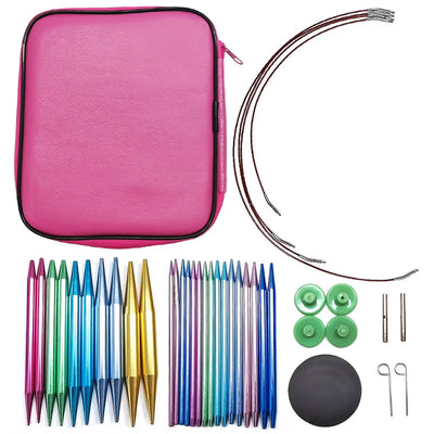Circular knitting needle set